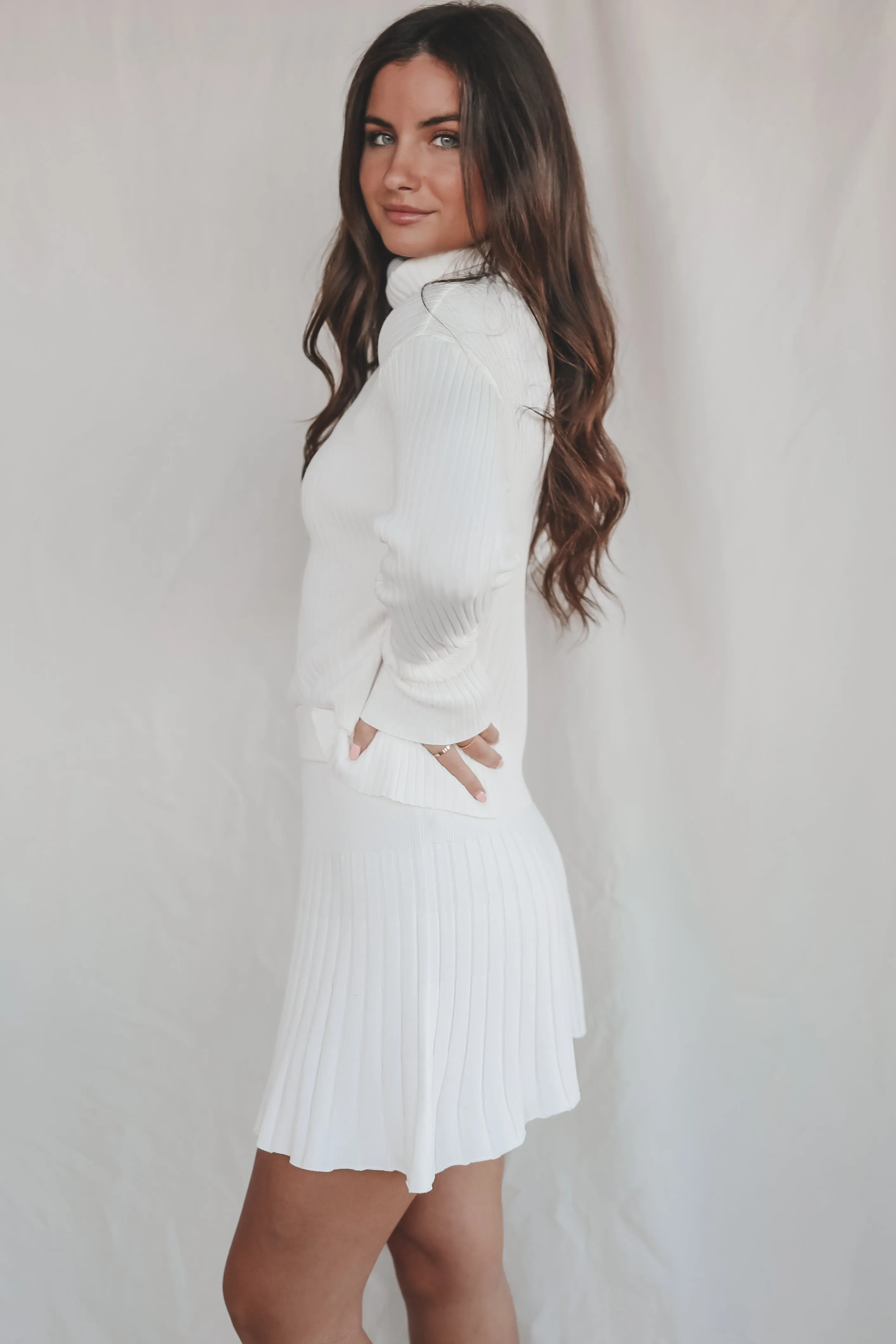 Coziest Night Of The Week White Ribbed Sweater Set