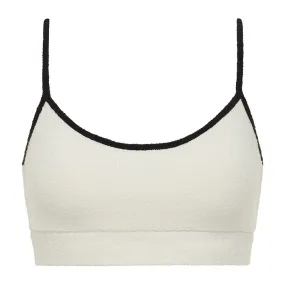 Cream (Black Binded) Terry Rib Simple Sport Top