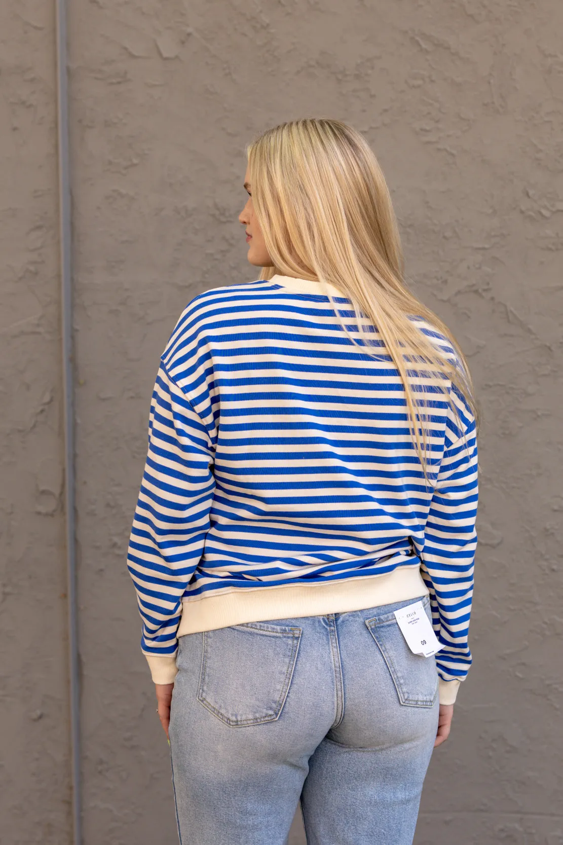 Darcie Striped Pullover | Blue/Cream