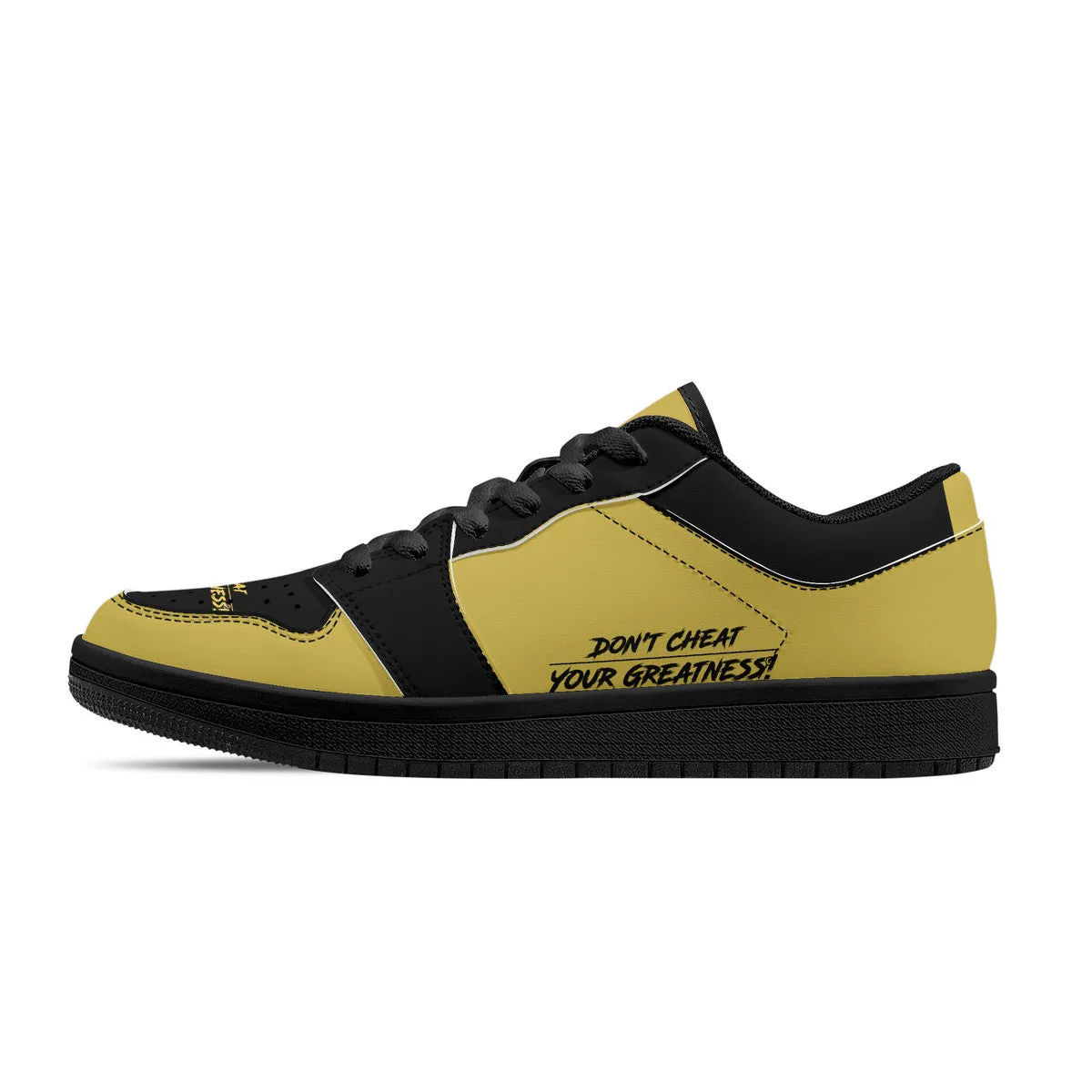 DCYG G4's Black & Gold, Black Sole Low-Top Leather Sneakers