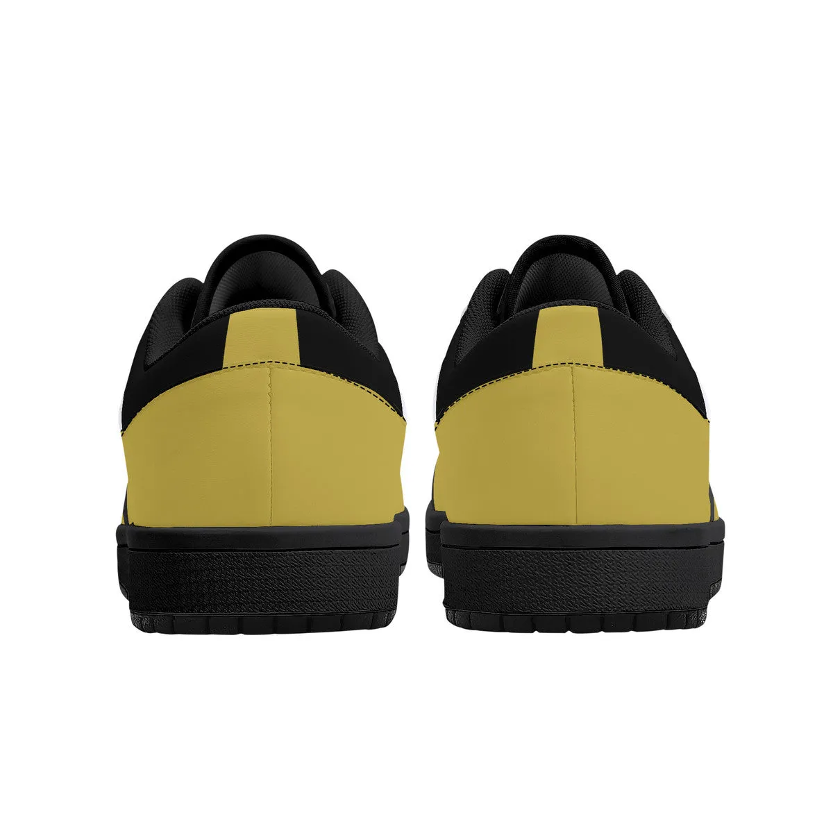 DCYG G4's Black & Gold, Black Sole Low-Top Leather Sneakers