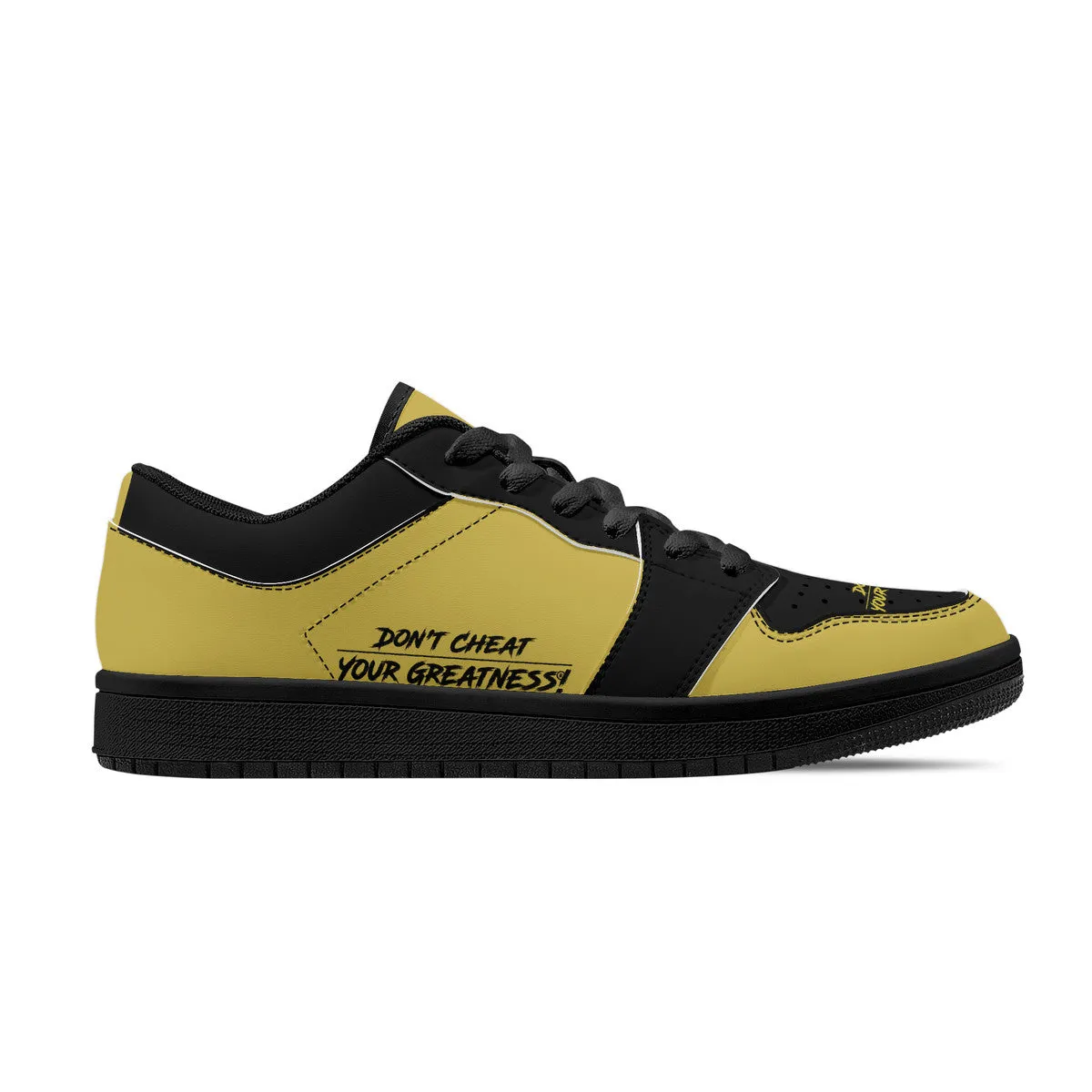 DCYG G4's Black & Gold, Black Sole Low-Top Leather Sneakers