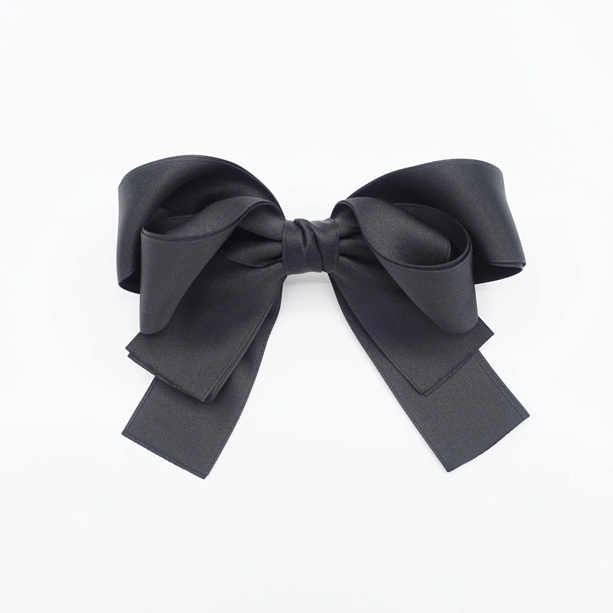 double layered satin hair bow basic style hair accessory for women