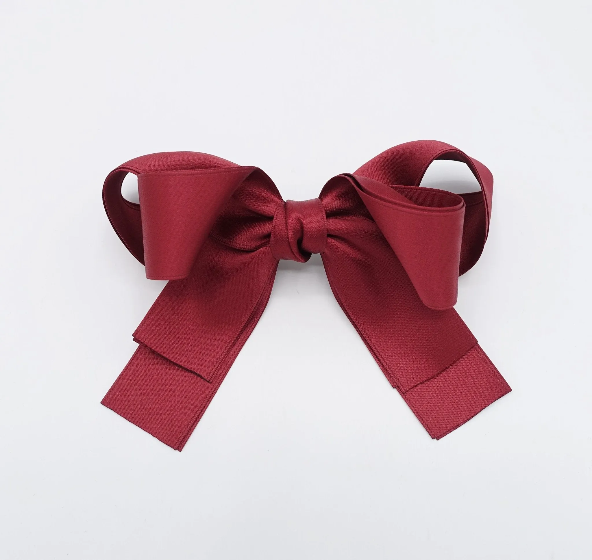 double layered satin hair bow basic style hair accessory for women