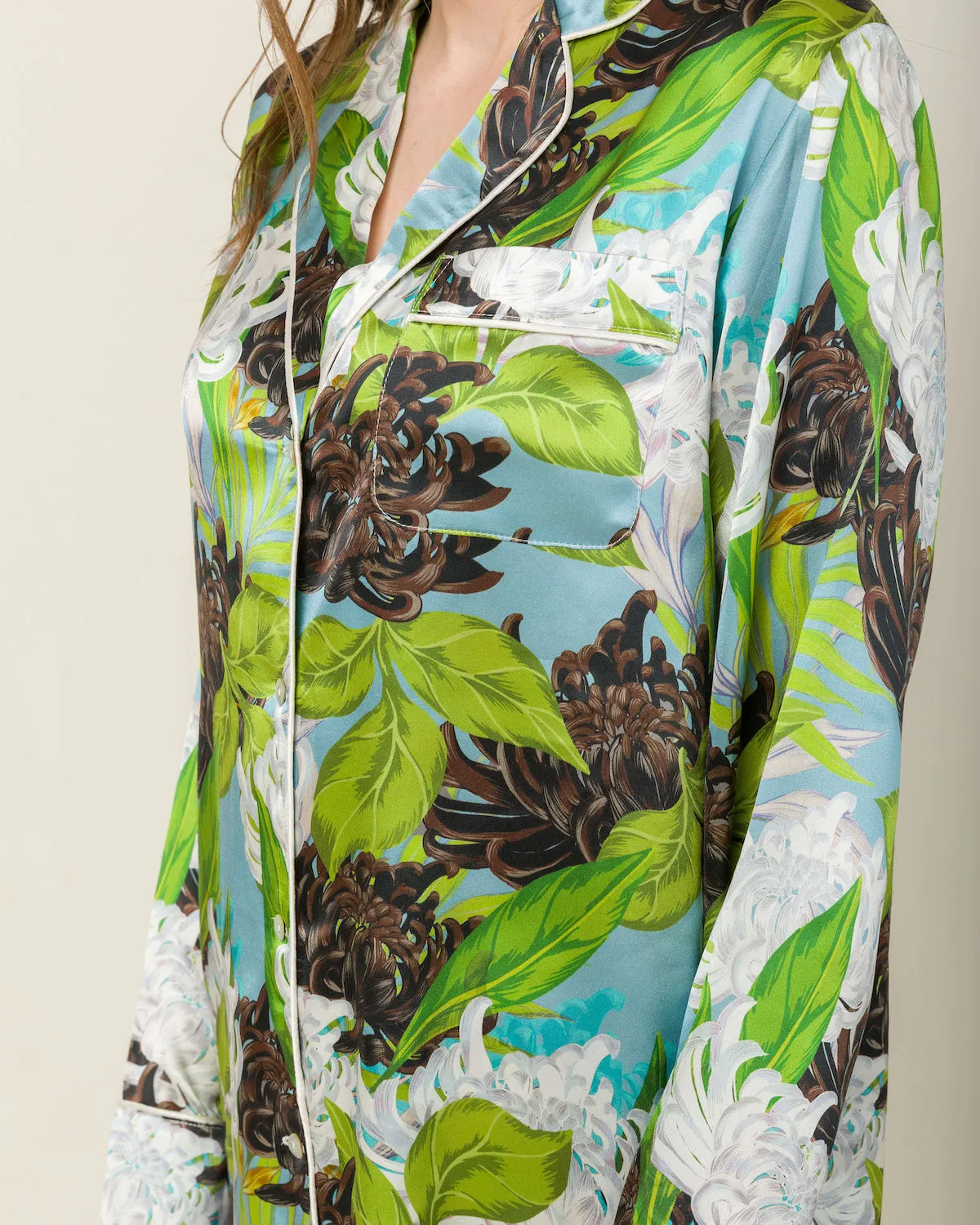 Elisabetha Silk Pyjama in Verona Garden - Top