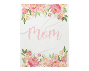 Family Name Minky Blanket - Peony Frame Floral on White *2 Layer