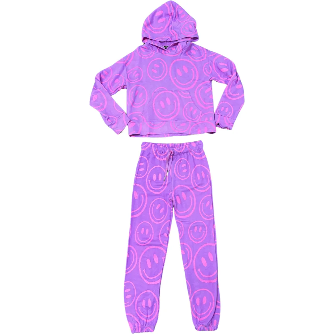 FBZ Purple Neon Pink Smiley Hoodie