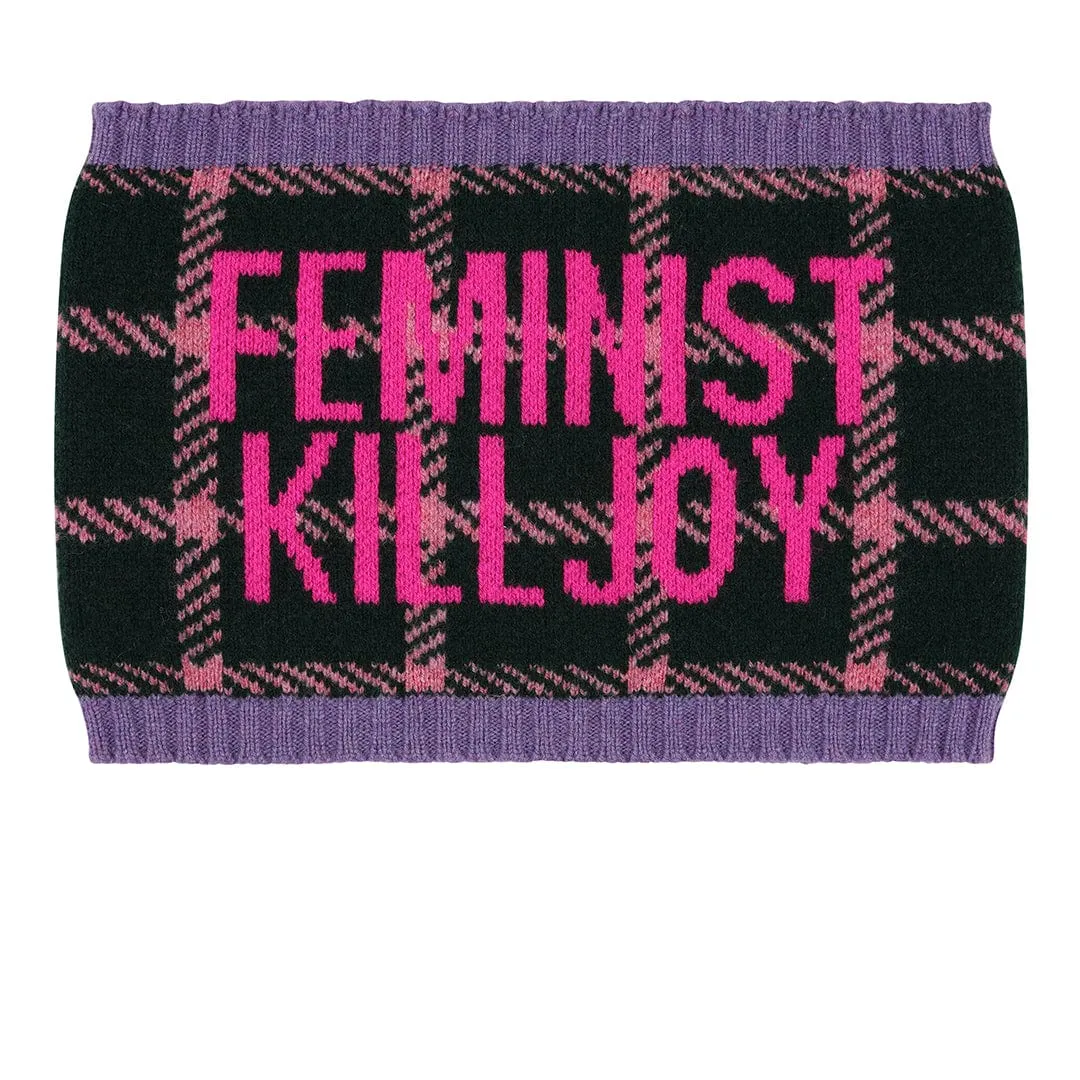 Feminist Killjoy Snood in Forest Green & Neon Pink