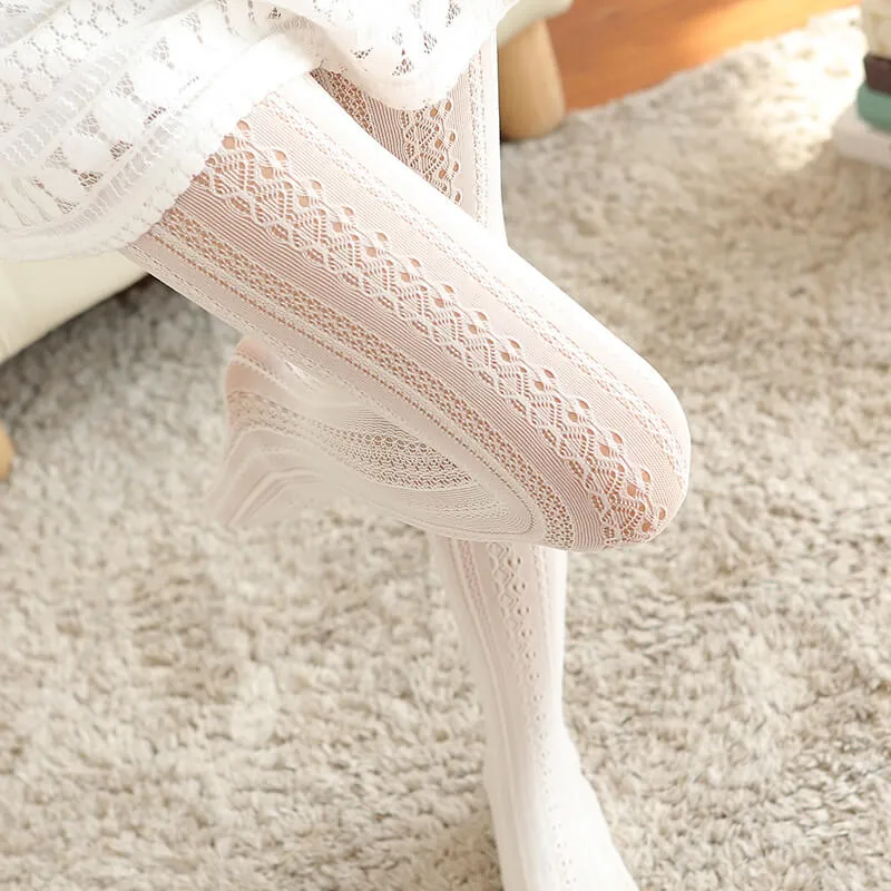 Floral lolita aesthetic lace tights