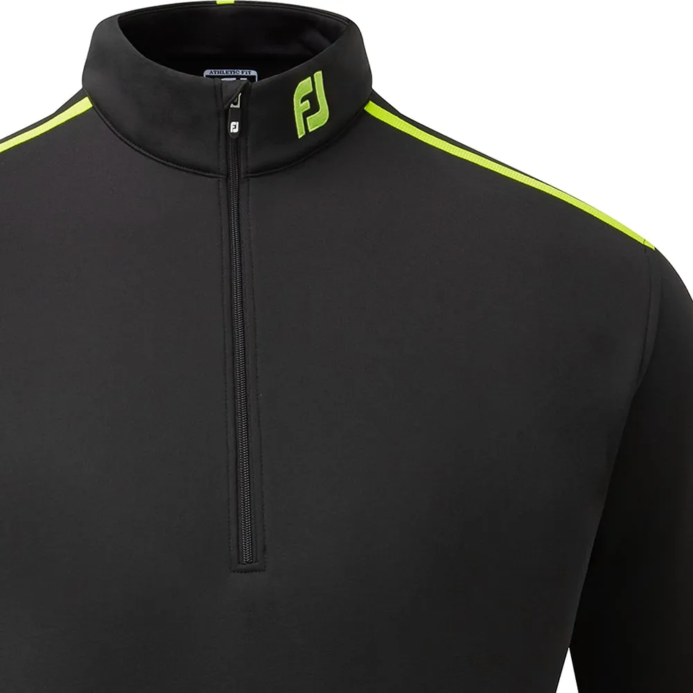 FootJoy Jersey Solid Chillout 1/4 Zip Pullover - Black/Acid Green