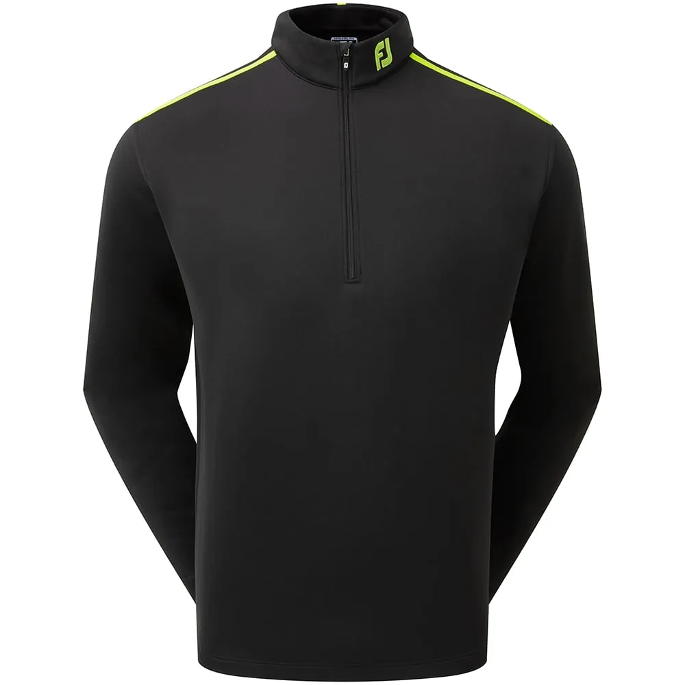 FootJoy Jersey Solid Chillout 1/4 Zip Pullover - Black/Acid Green