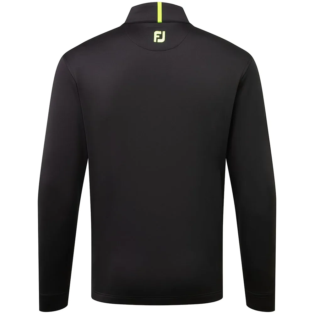 FootJoy Jersey Solid Chillout 1/4 Zip Pullover - Black/Acid Green