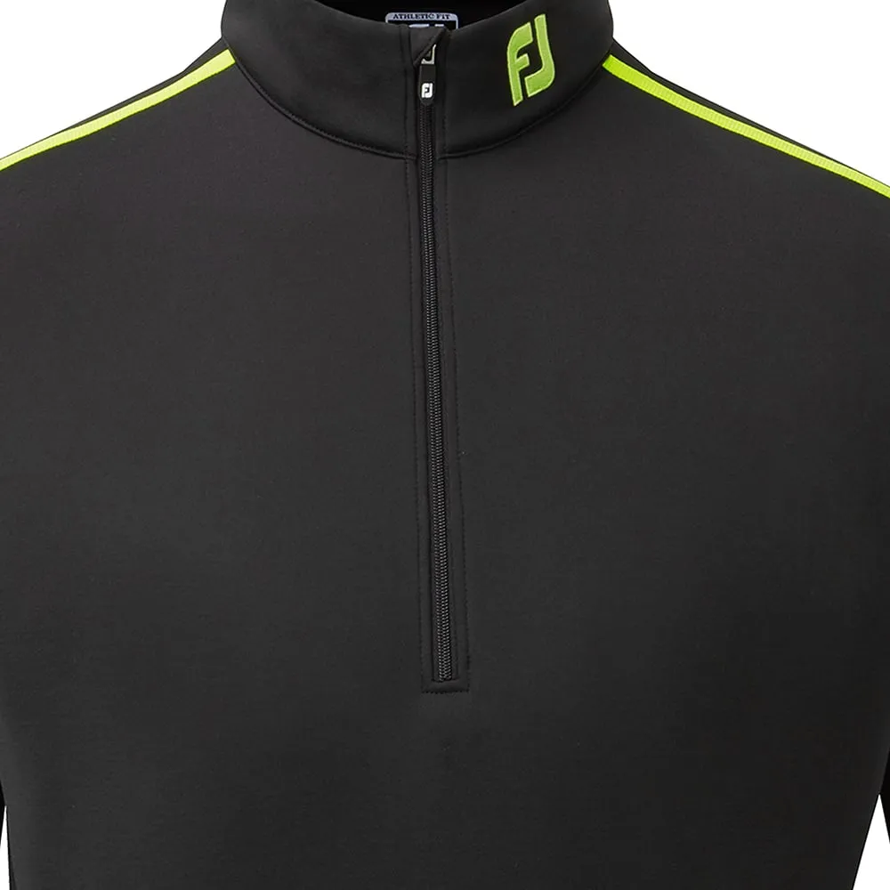 FootJoy Jersey Solid Chillout 1/4 Zip Pullover - Black/Acid Green