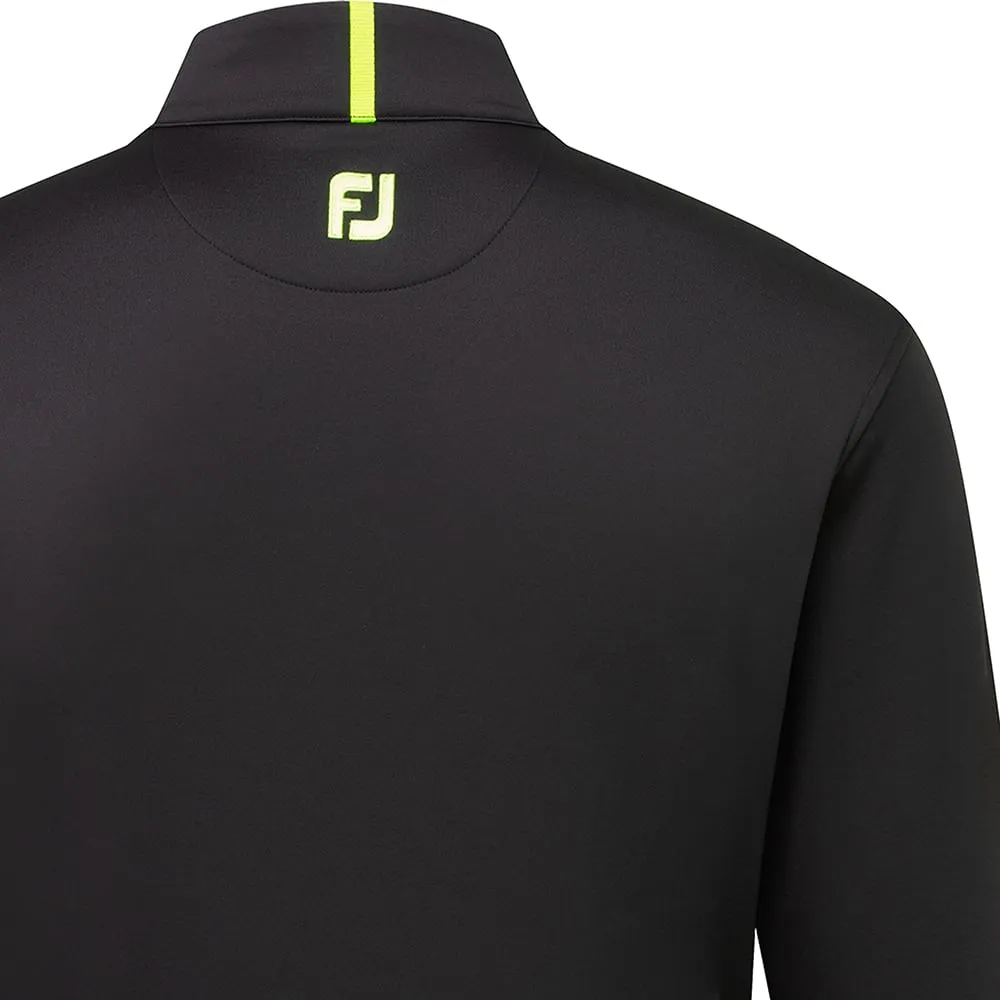 FootJoy Jersey Solid Chillout 1/4 Zip Pullover - Black/Acid Green