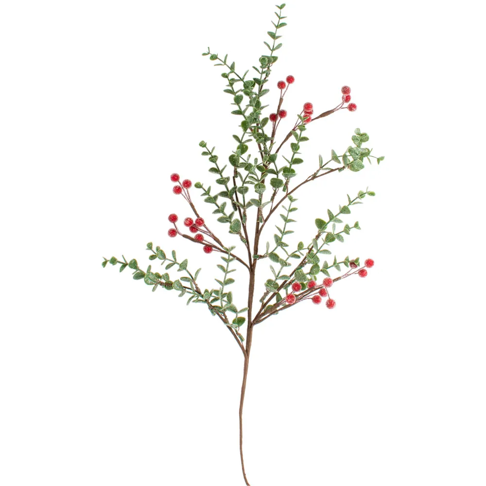 Frosted Faux Red Berry Spray - 70cm