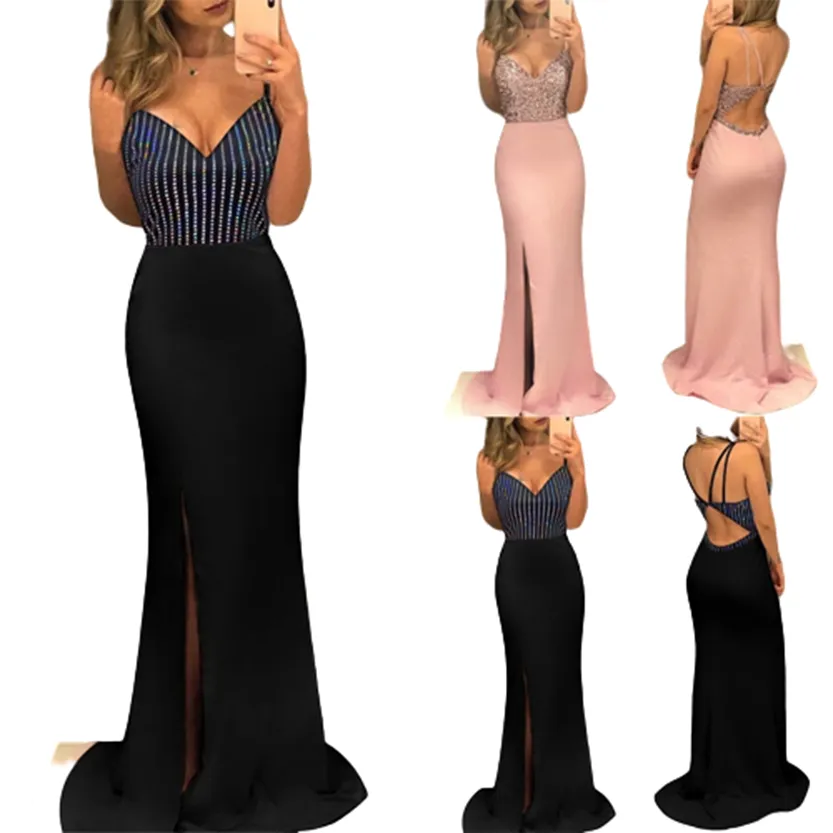 Funki Buys | Dresses | Women's Long Sequin Prom Party Dress