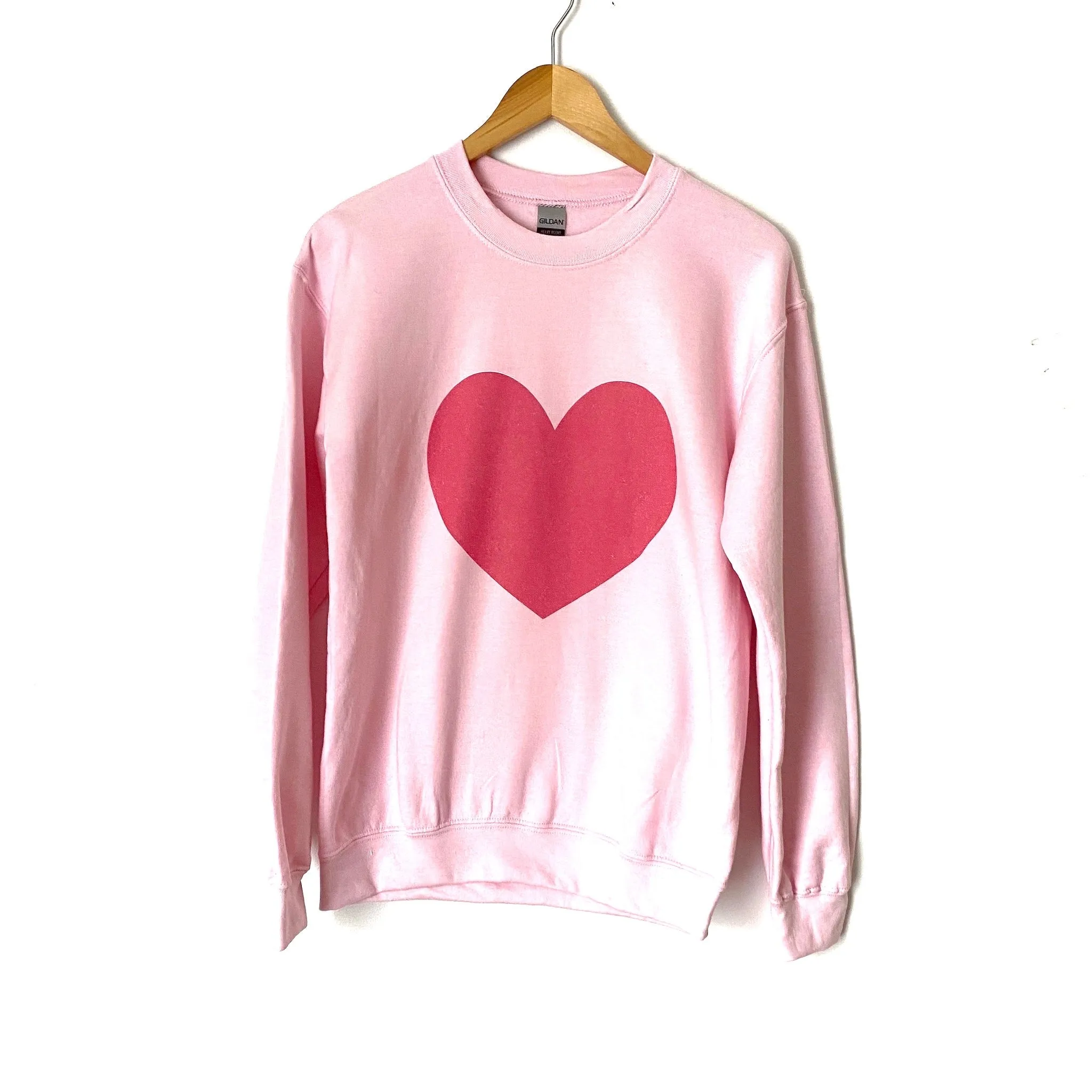 Gildan Pink Heart Pullover- Size S