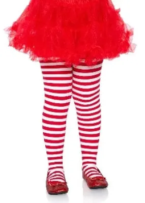 Girl Stripe Tights X-LARGE RED/WHITE