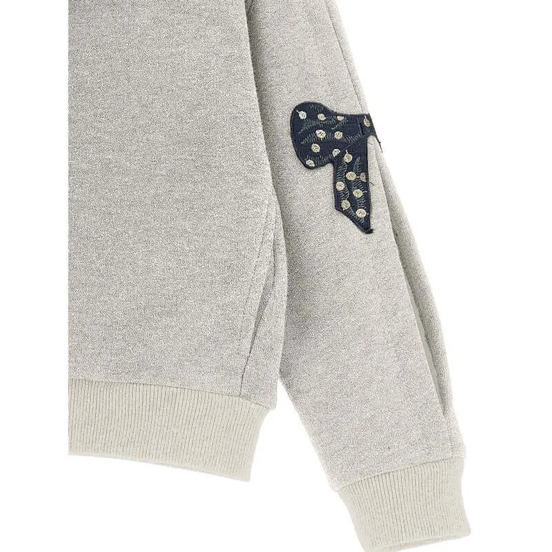 Girls Grey Zip Up Bow Top