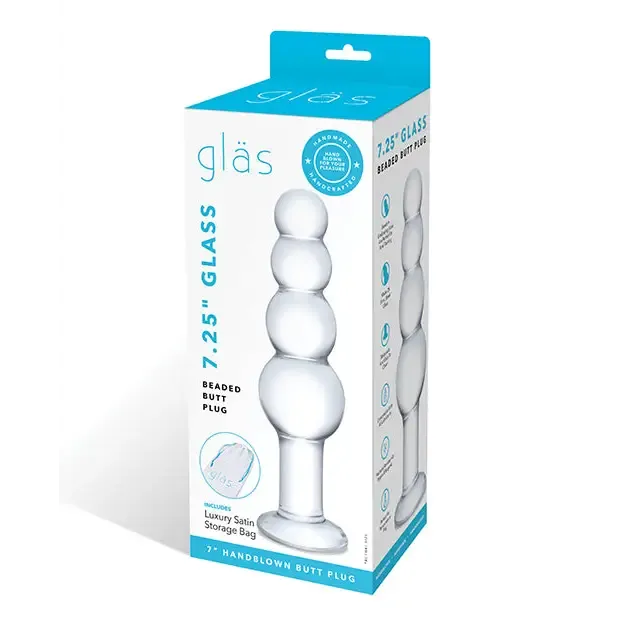 Glas 7.25 in. Glass Beaded Butt Plug