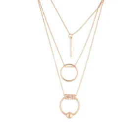 Gold Fine Geometric Ball Triple Row Necklace