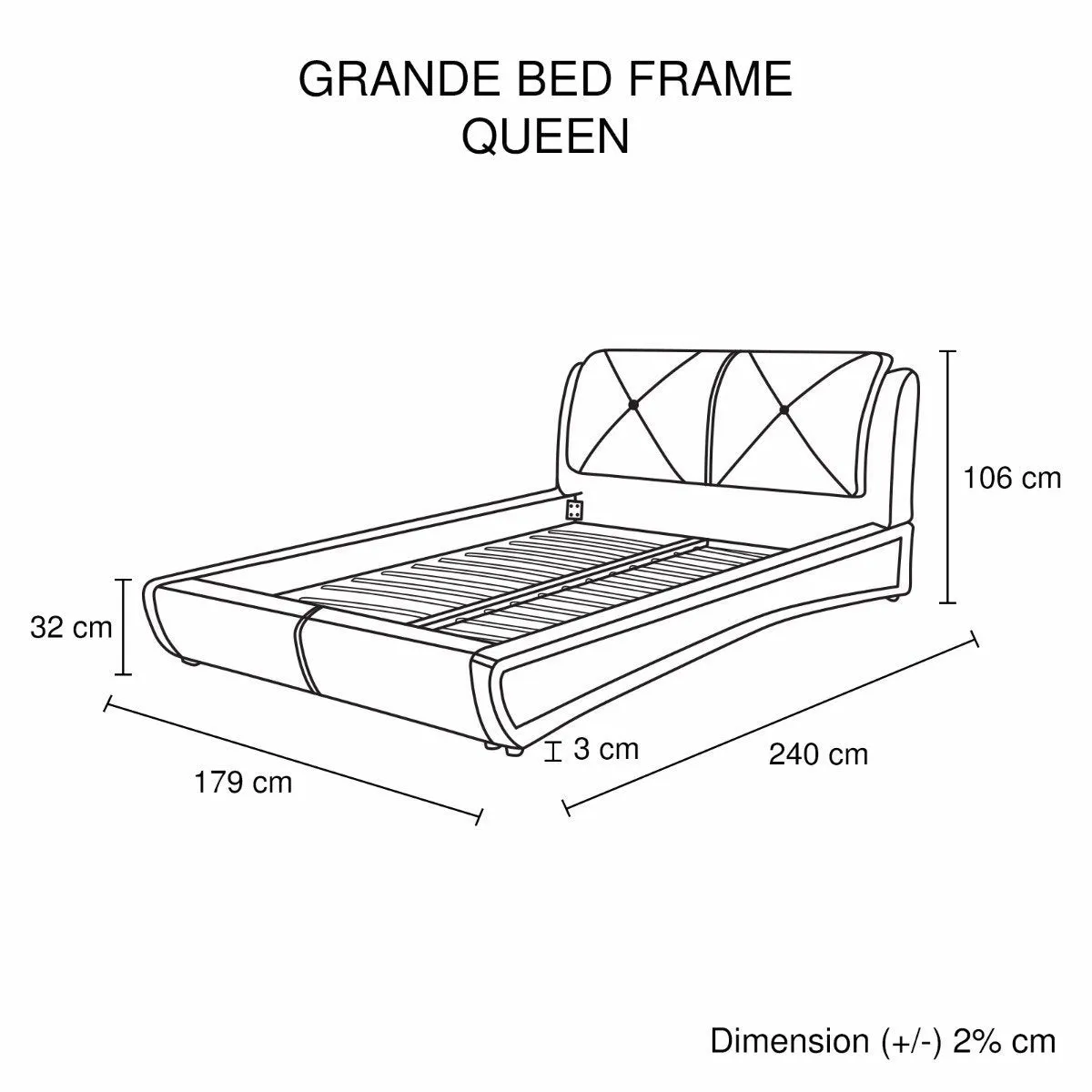 Grande Queen Bed Frame Black