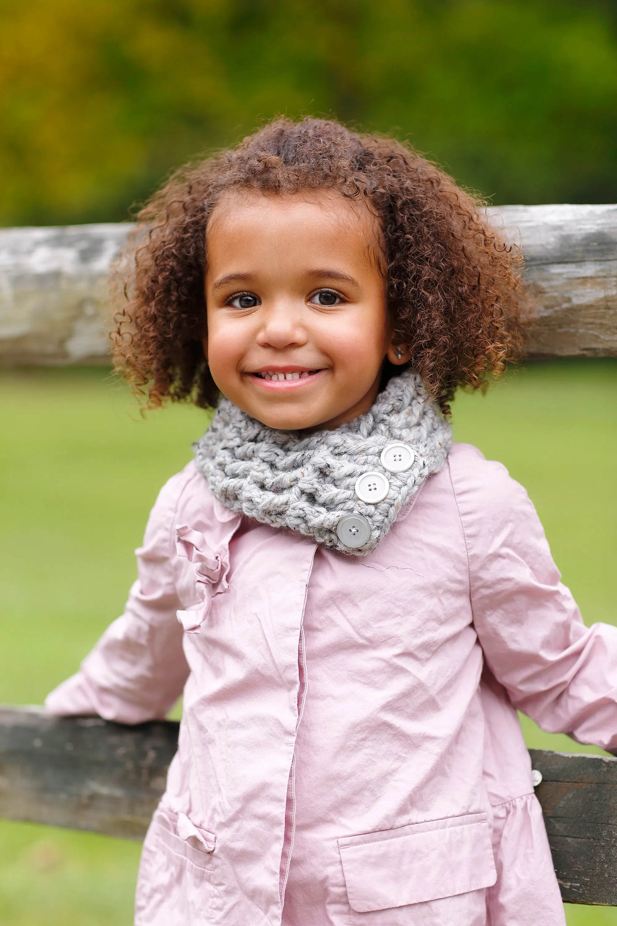 Gray marble button scarf