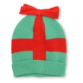 Green Holiday Package with Bow Knit Hat