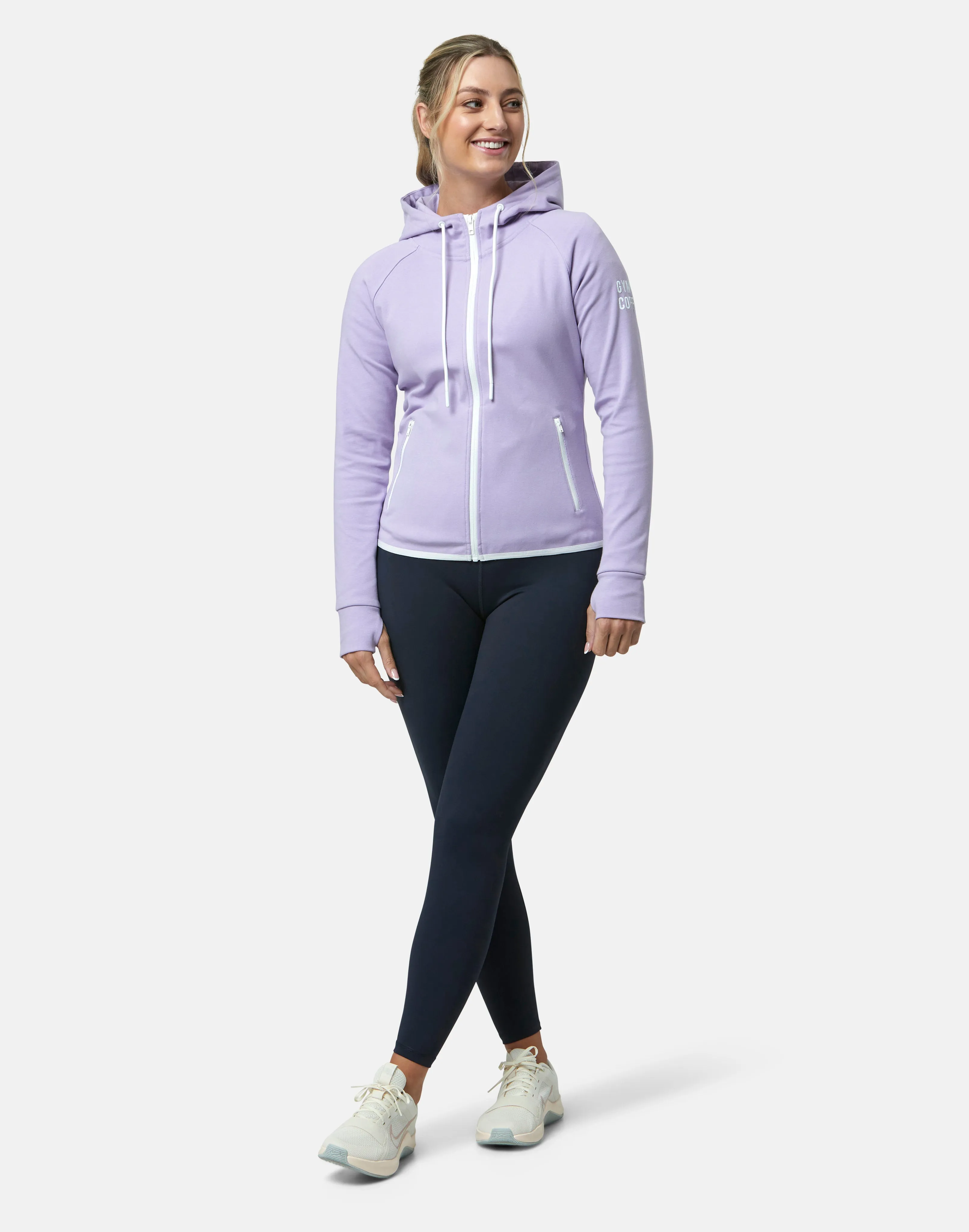 Gym Coffee Chill Zip Hoodie (Womens) - Lilac