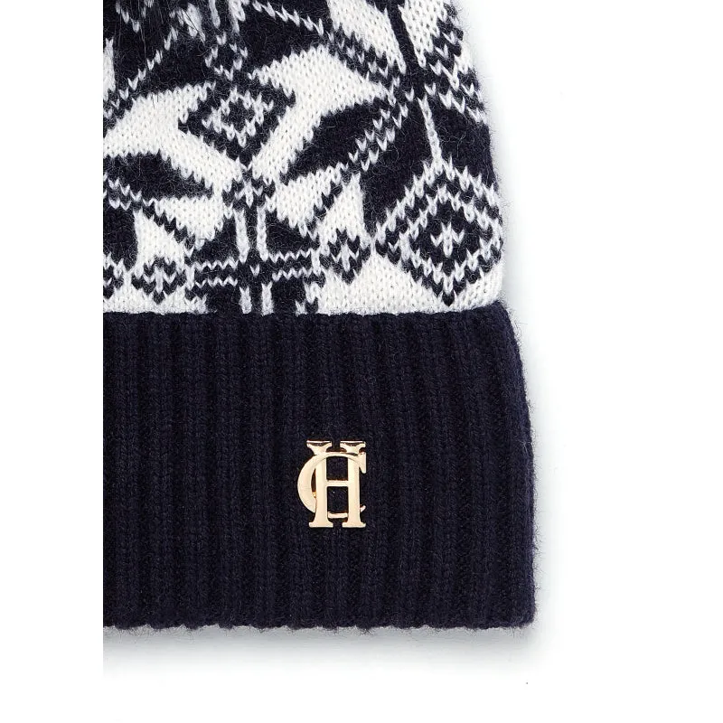 Holland Cooper Beatrice Ladies Bobble Hat - Ink Navy Cream