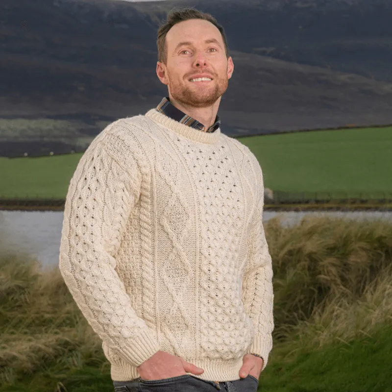 Honeycomb Crew Neck Irish Sweater