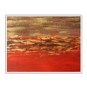 Horizontal red & gold abstract wall art print