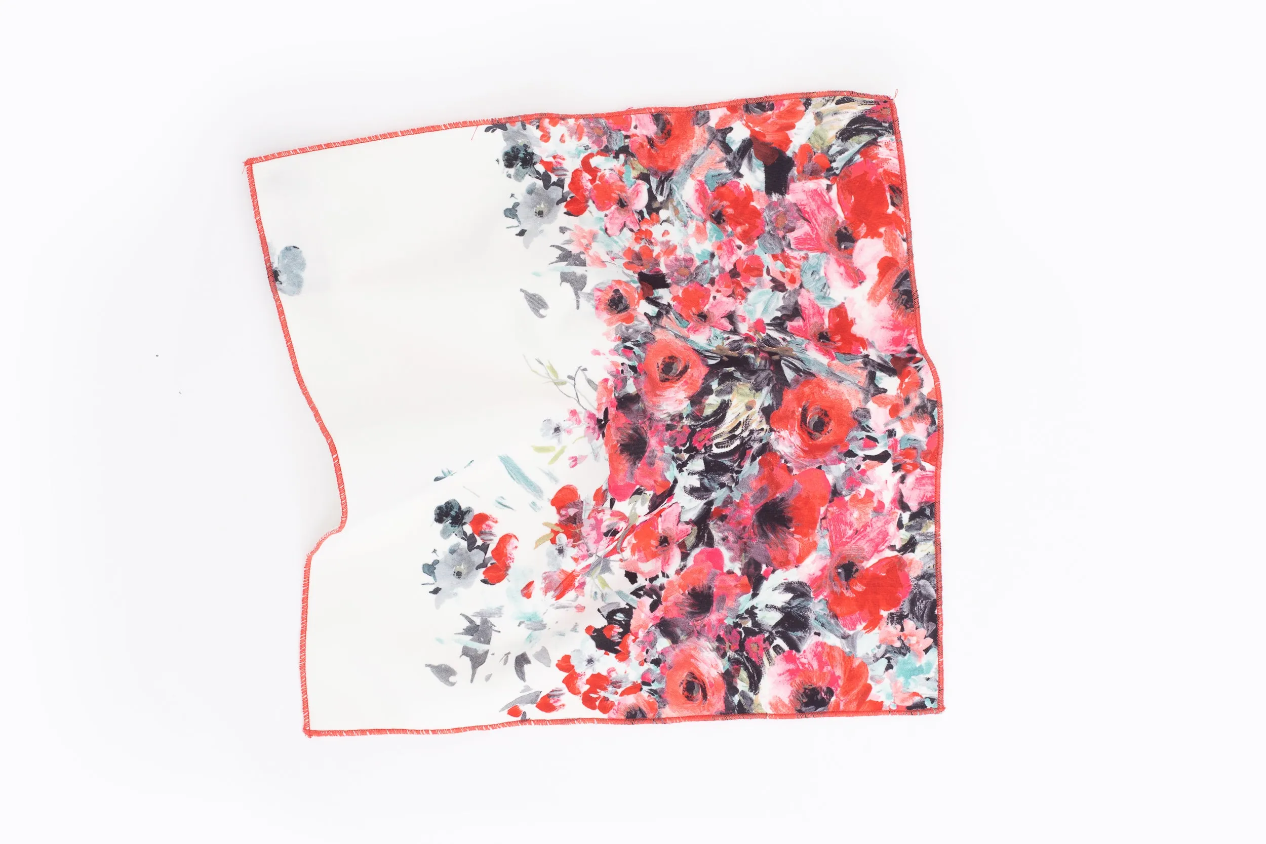 Ivory Ursula Floral Print Neoprene Pocket Square