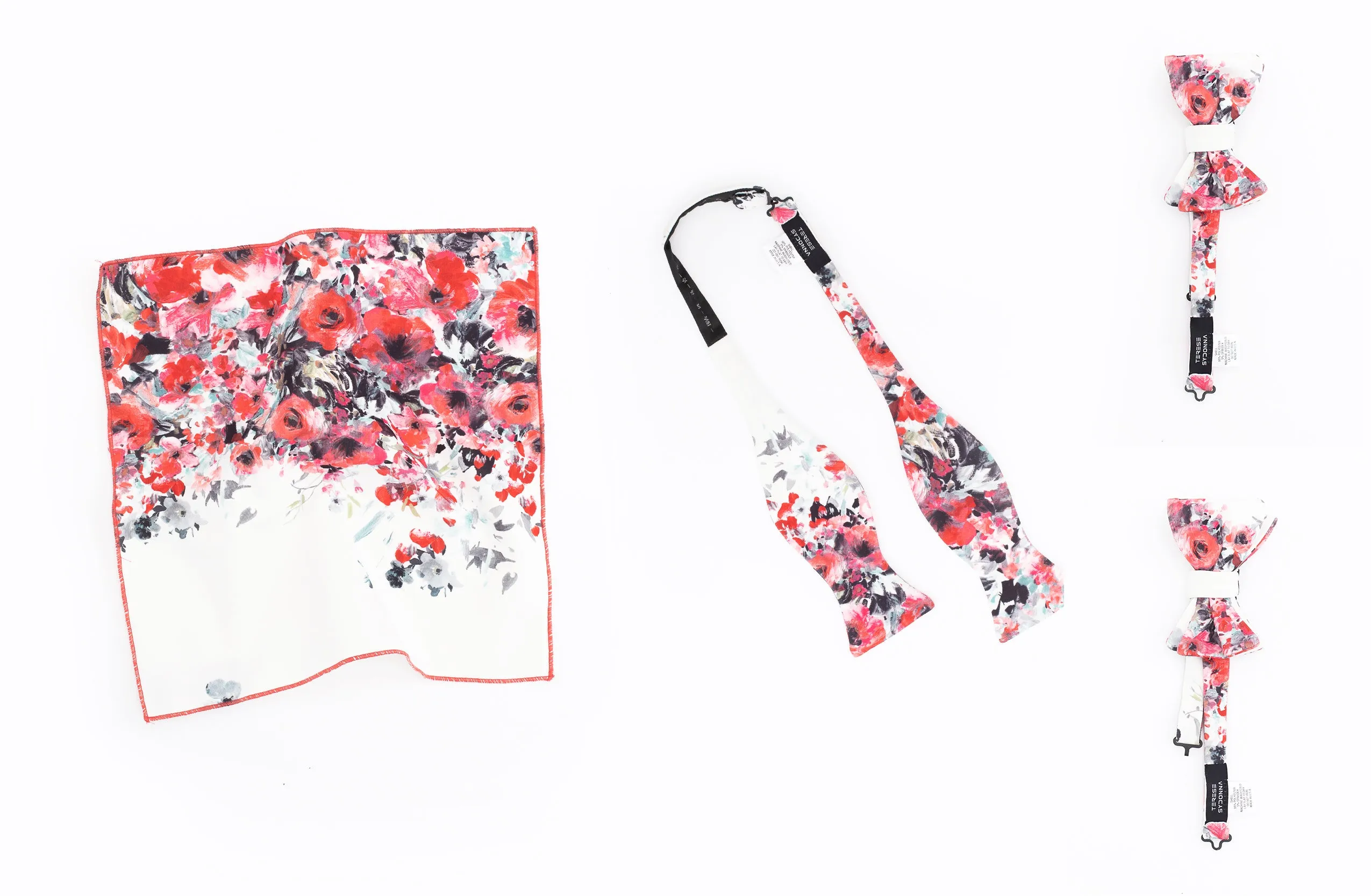 Ivory Ursula Floral Print Neoprene Pocket Square