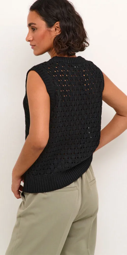 Kaffe Open Knit Pullover, black