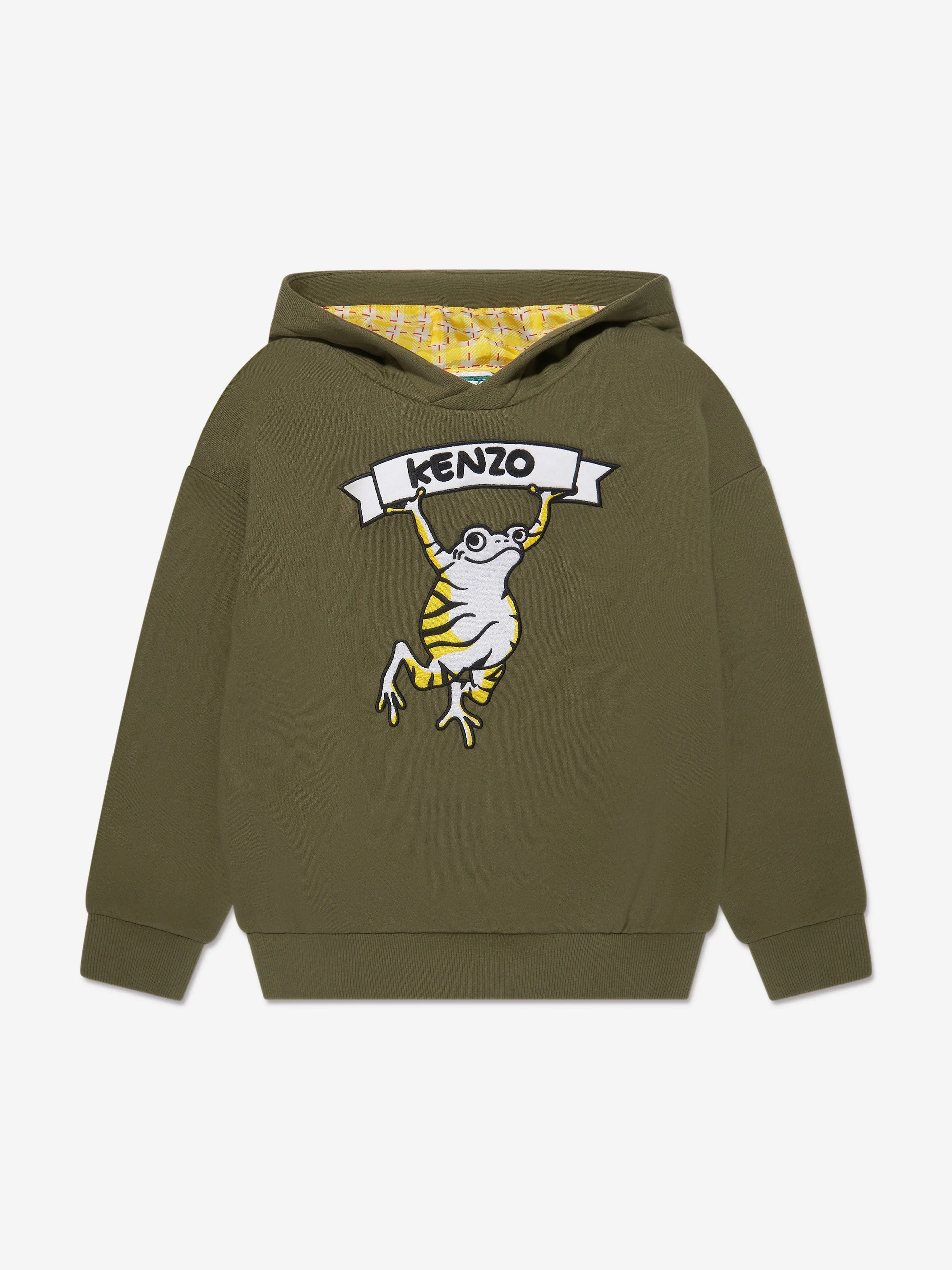 KENZO Boys Frog Hoodie in Khaki