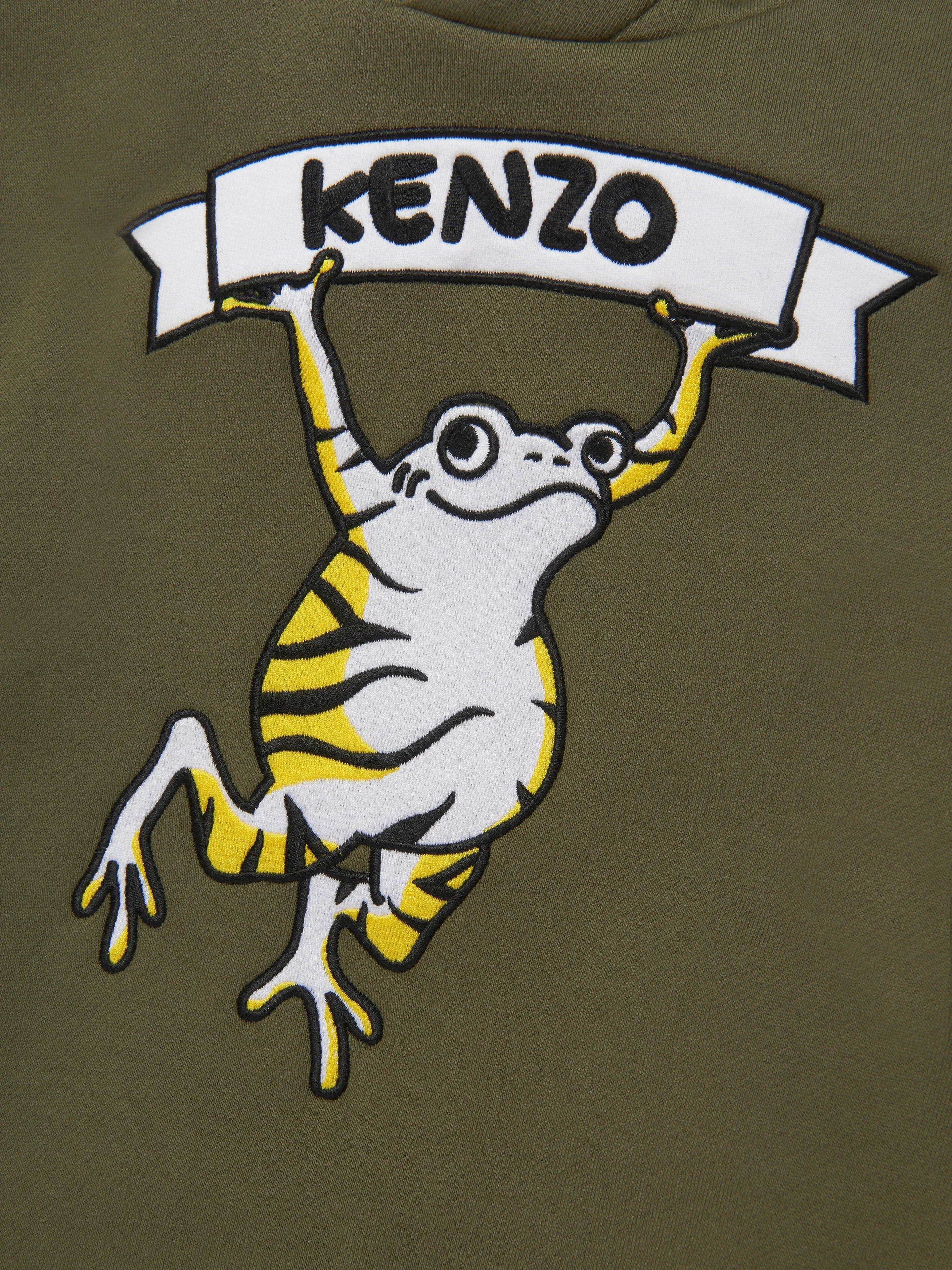 KENZO Boys Frog Hoodie in Khaki