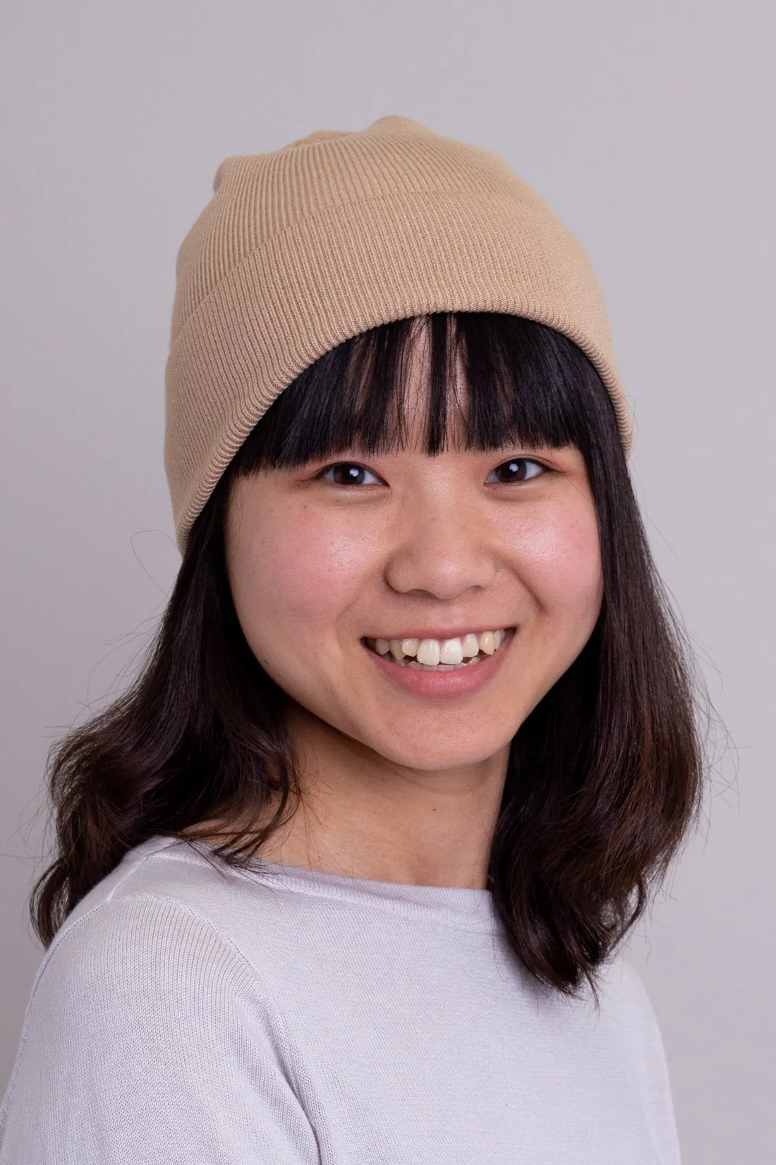 Knit Beanie, Beige, Bamboo Cotton