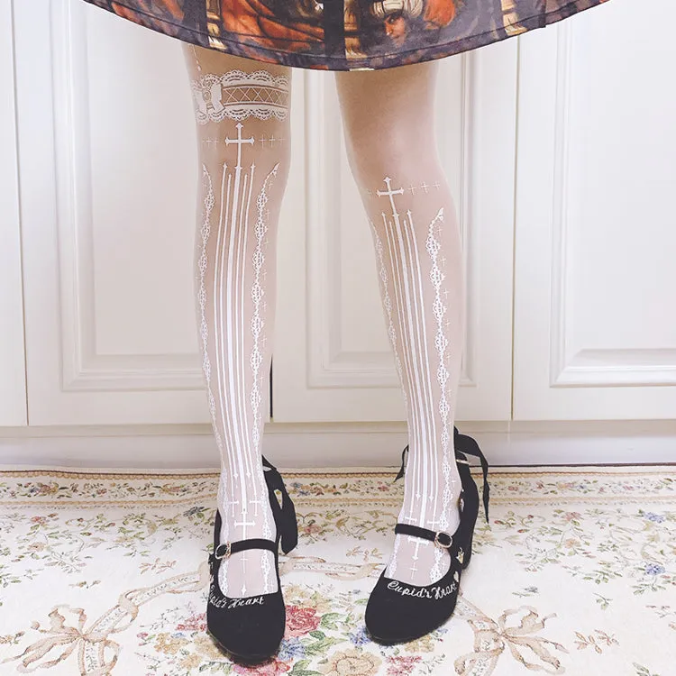 Lacy Cross Tights