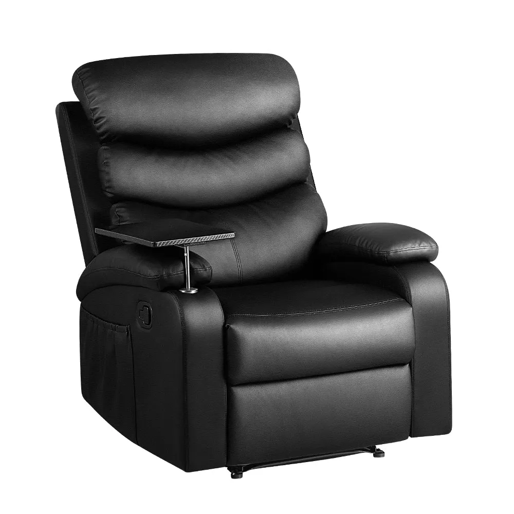 Leather Recliner Chair with Tray Table and Footrest - Artiss