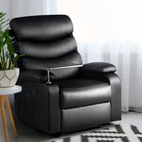 Leather Recliner Chair with Tray Table and Footrest - Artiss