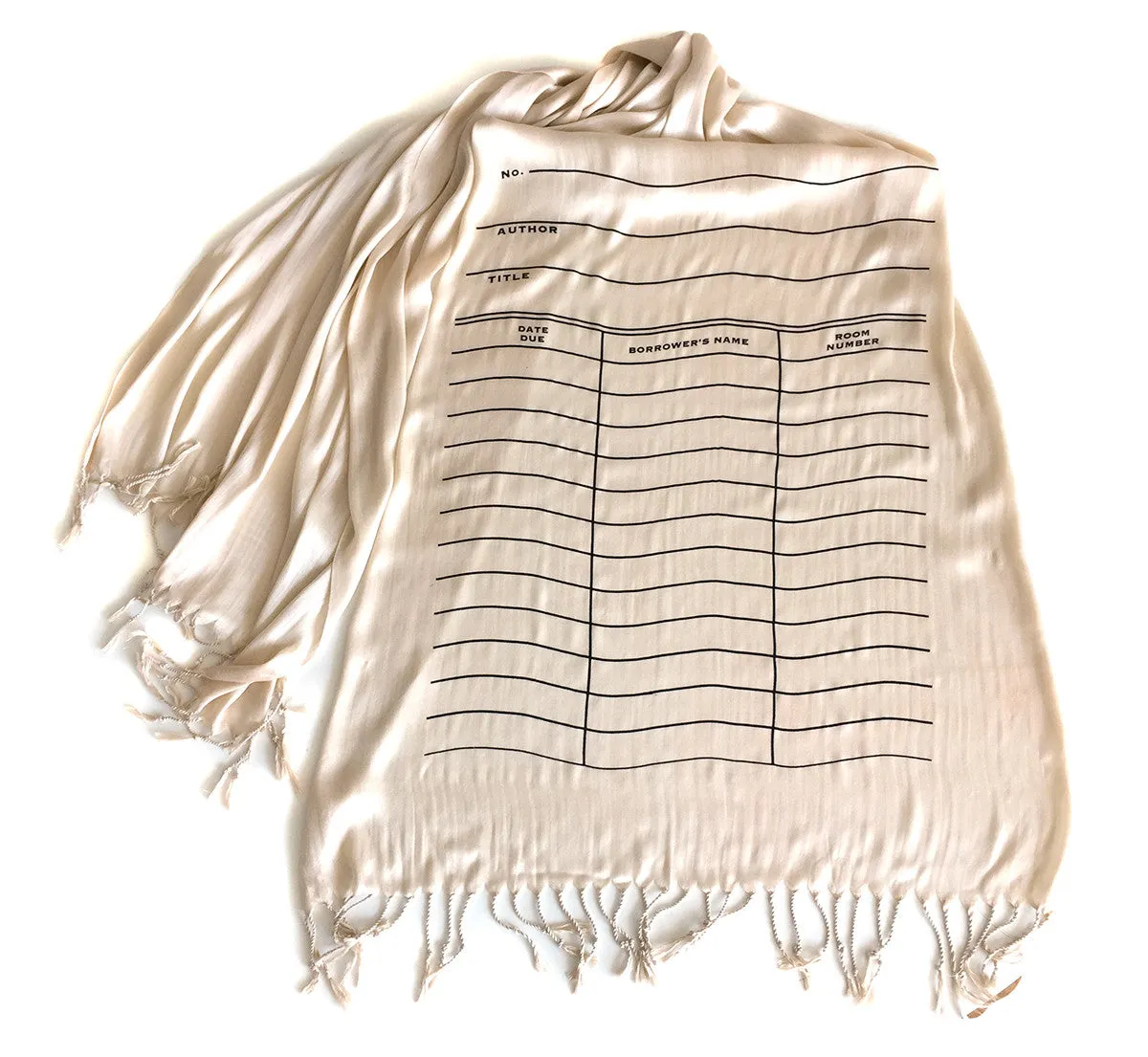 Library Date Due Card Scarf. Luxe weight