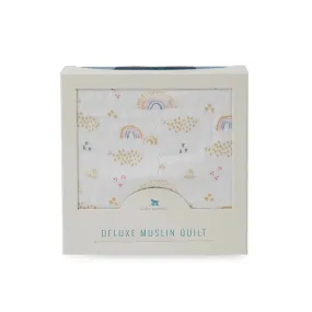 Little Unicorn Deluxe BAMBOO Muslin Quilt - Rainbows & Raindrops