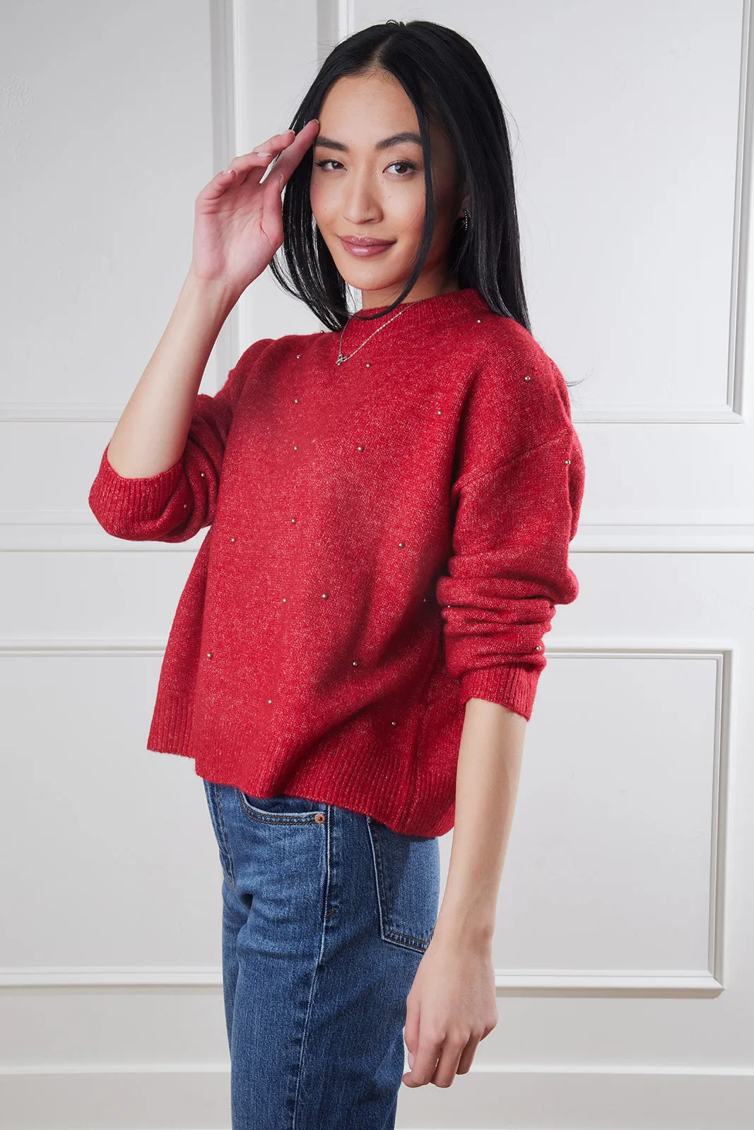 Mariana Sweater Top With Pearl Detail