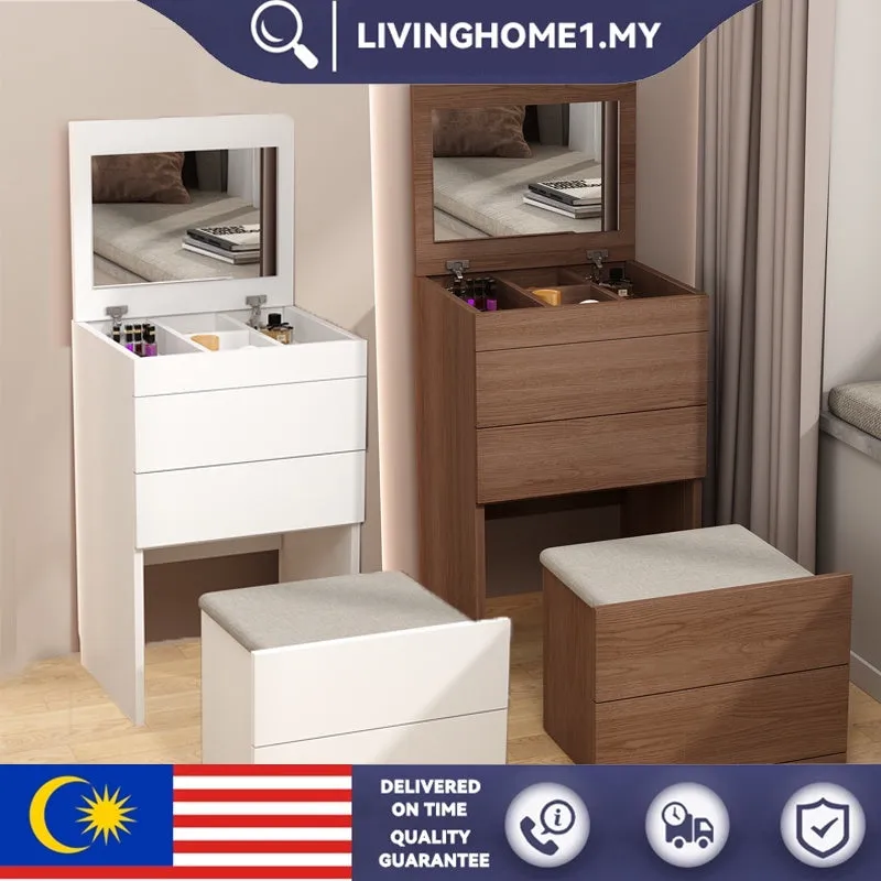 Meja Solek Nordic Bedside Dressing Table With Mirror Can Change Chest Drawer Makeup Table With Drawer Storage Stool