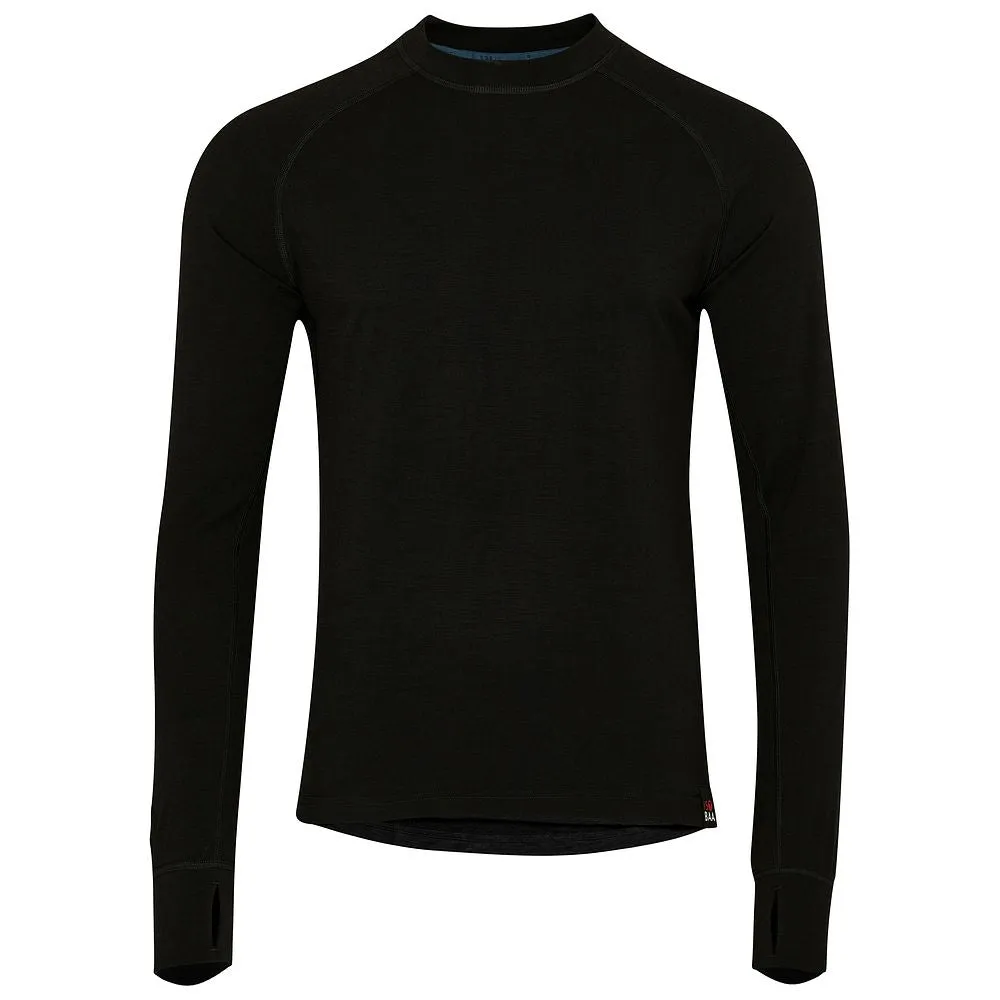 Mens 160 Merino Active Long Sleeve Crew (Black)