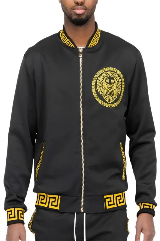 Mens Black And Gold Detail Track Suit Jacket