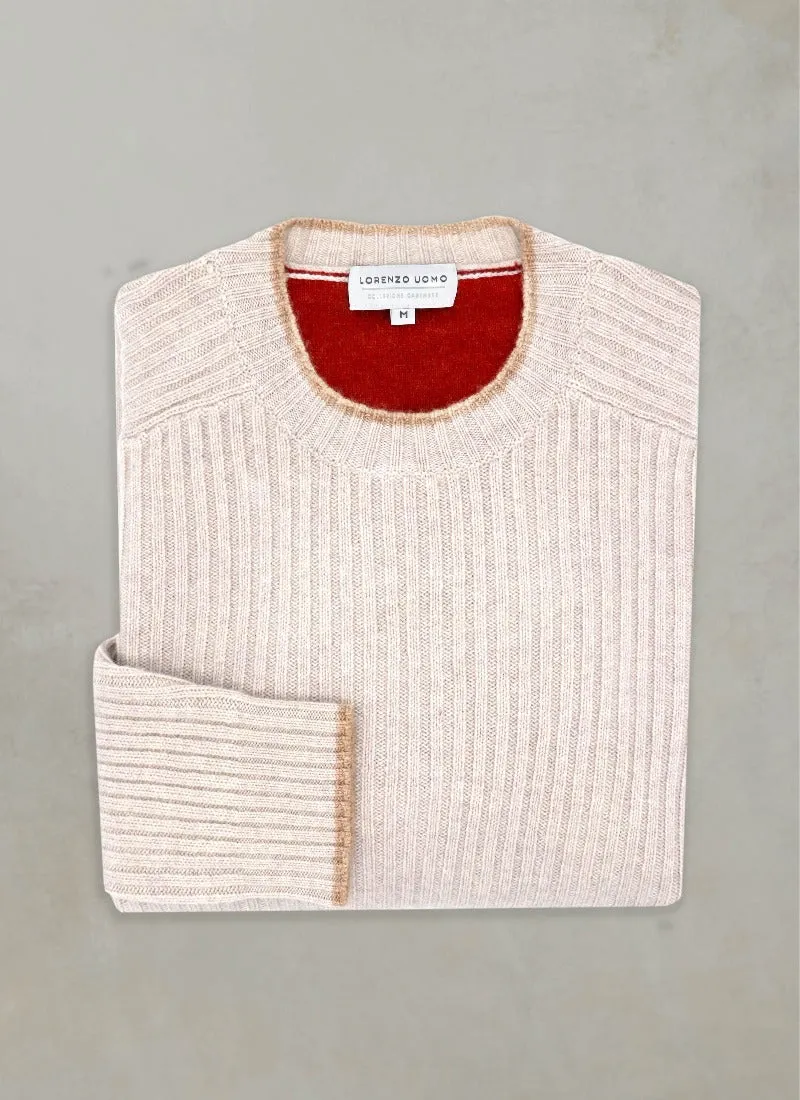 Men's Cortina Cashmere Crew Neck Sweater in Oatmeal Heather