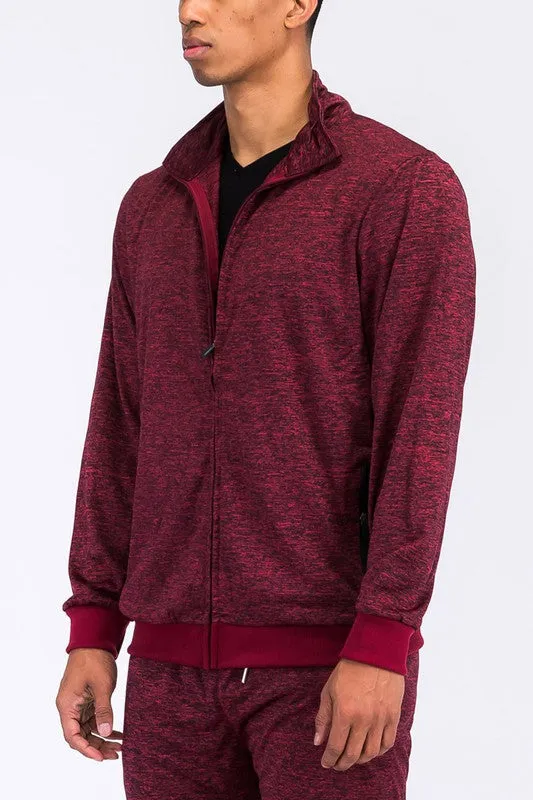 Men's Speckled Track Jacket Zipper Front