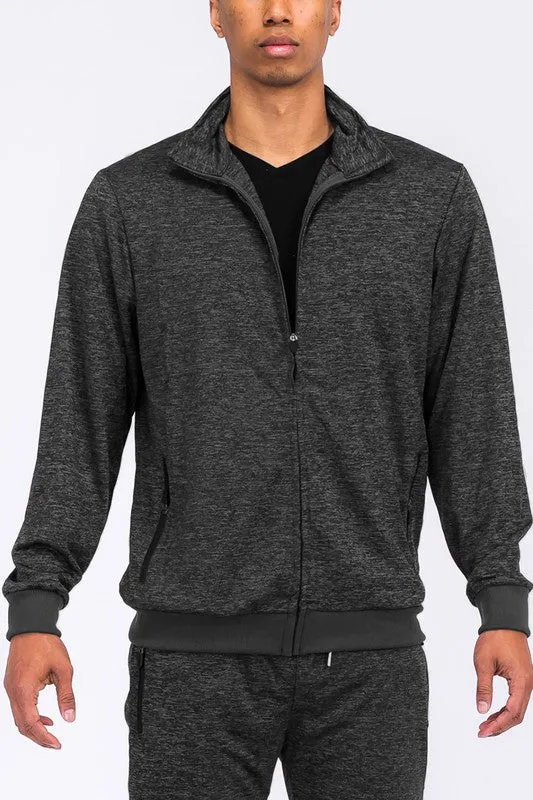 Men's Speckled Track Jacket Zipper Front